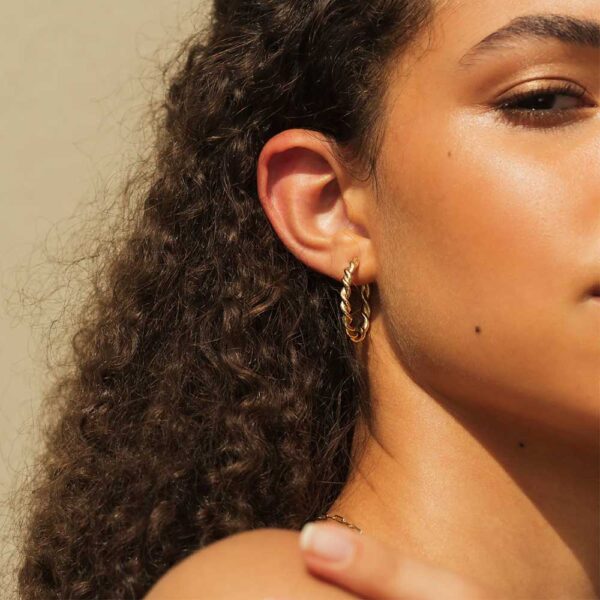 Gold Twist Hoop Earrings